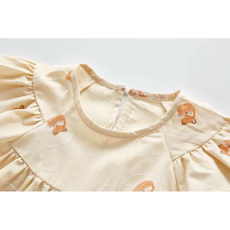 SET BỘ BABYDOLL CHO BÉ GÁI - HỌA TIẾT LÁ CÂY,Size 100 (11-14kg)