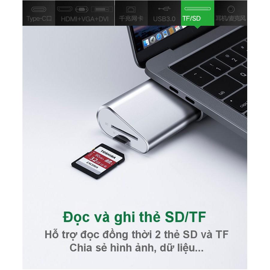 Bộ chuyển đổi đa năng USB type C hỗ trợ 13 cổng đầu ra, cáp dài 0.5m UGREEN MM131 - Hàng chính hãng