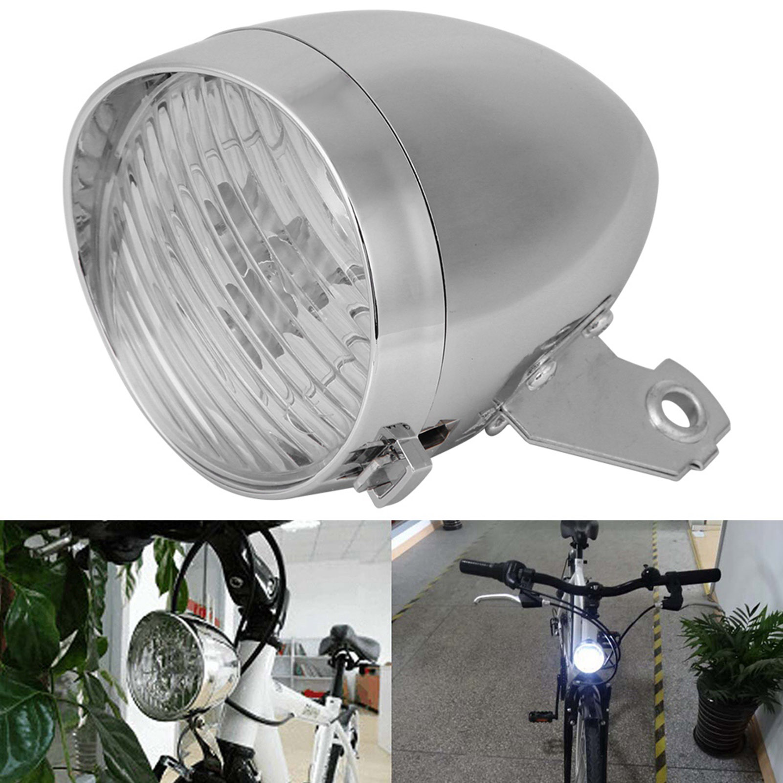 Đèn pha xe đạp phong cách cổ điển 3 đèn LED
