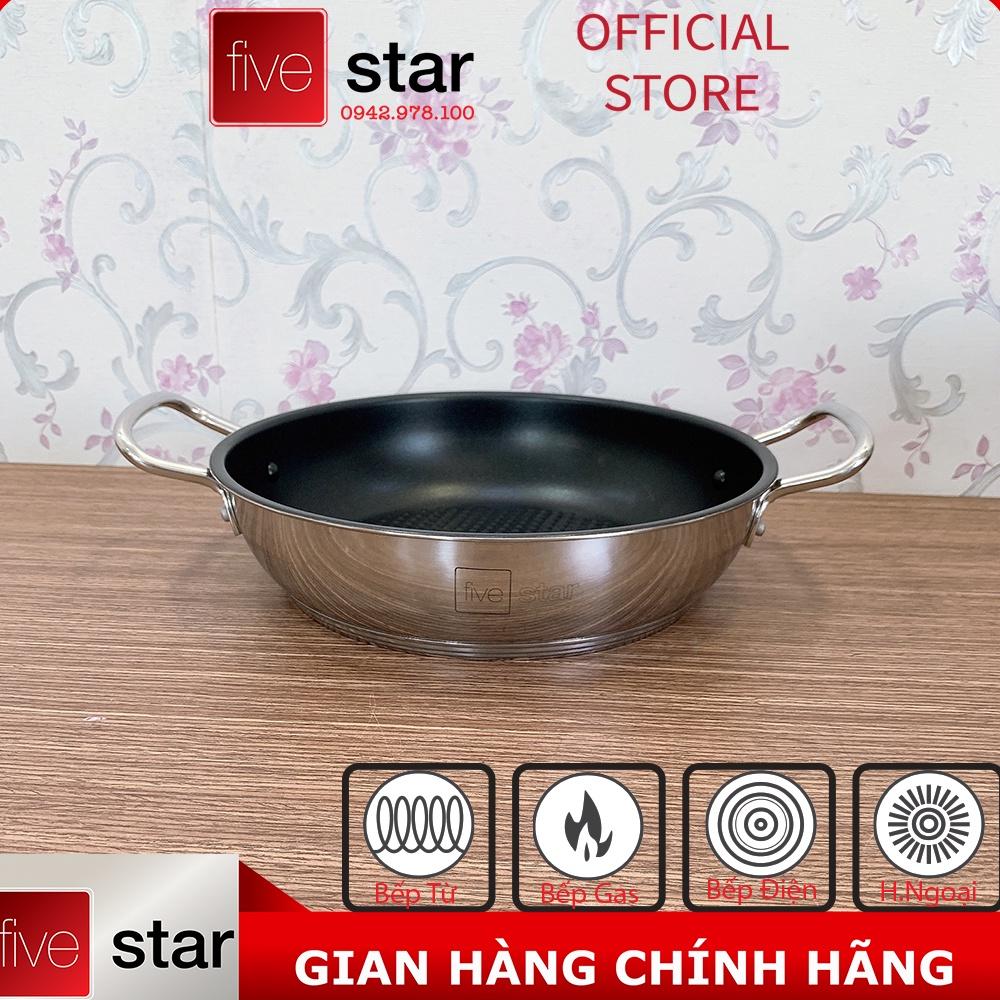 Bộ Nồi 5 Đáy Cao Cấp Bếp Từ Fivestar FSB55D001 Nắp Kính Inox 430 , tặng 1 vá canh