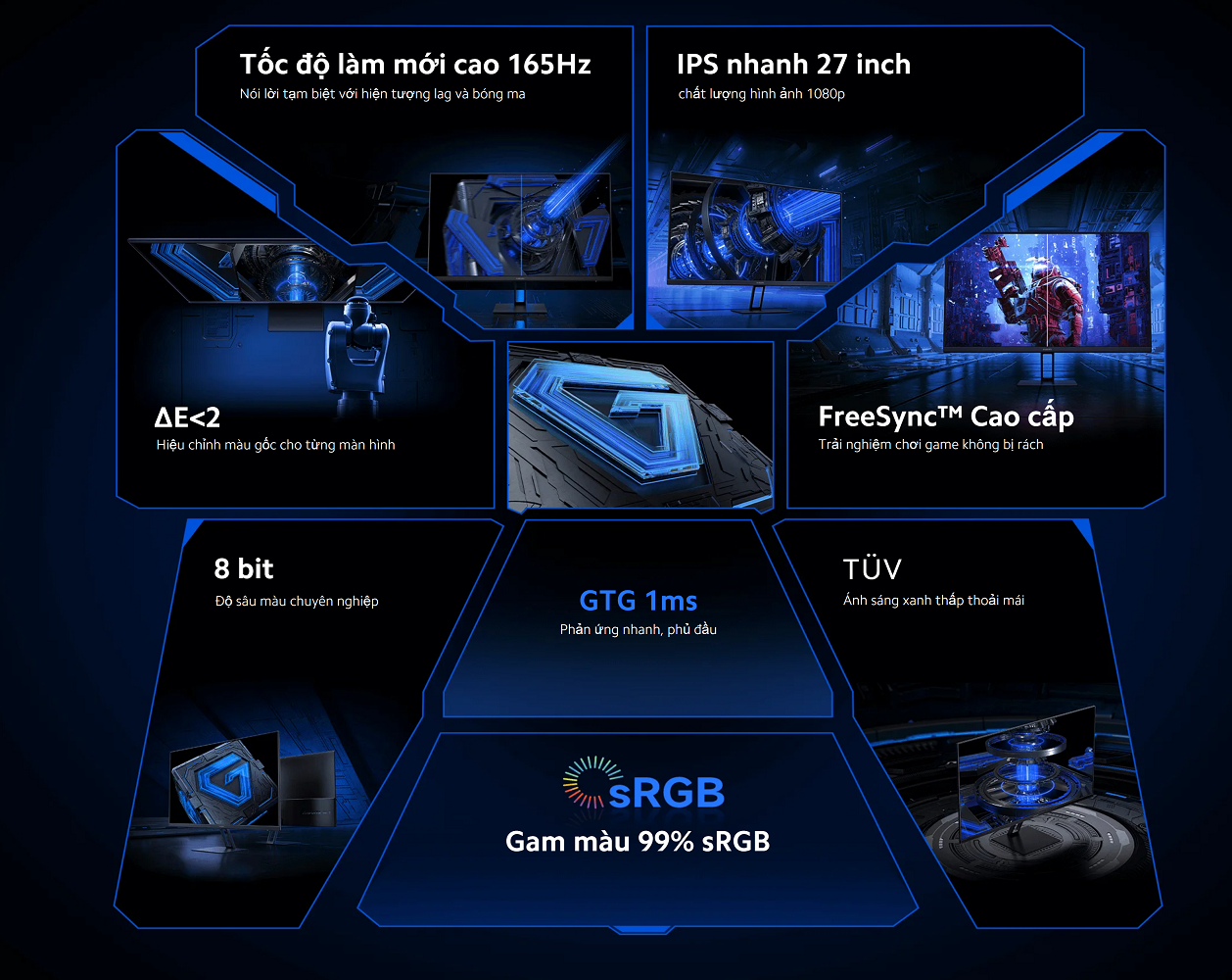 Màn Hình Xiaomi Redmi G27 Tần Số Quét 165Hz FHD Phản Hồi 1 MS Chơi Game, Làm Việc Không Mỏi Mắt - Hàng Nhập Khẩu