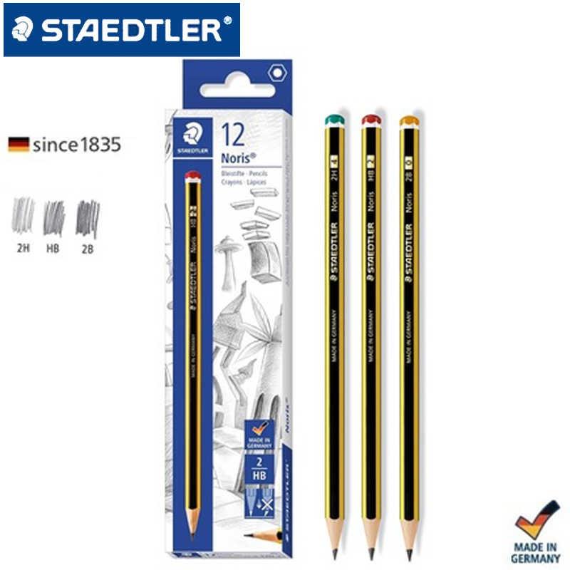 Hộp 12 bút chì Staedtler 120-HB (bút Đức sọc vàng đen đầu đỏ)