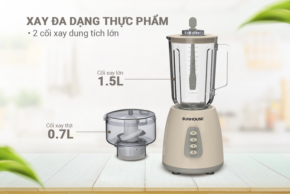 Máy xay sinh tố đa năng SHD5331, Dung tích 1.5L - 2 cối đa năng - Xay sinh tố, Xay thịt - Công suất 350W - Hàng chính hãng