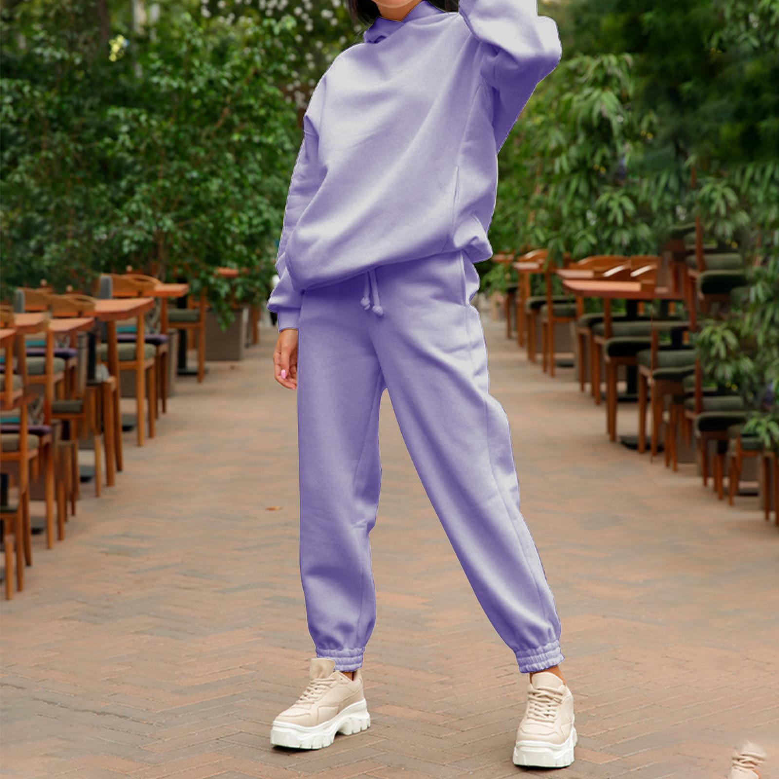 2 Pack Women's Hooded Sweatshirt Pants for Jogging Tracksuit