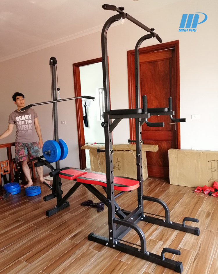 Ghế tập tạ đa năng MP-2016 New - Giàn tập GYM giá rẻ kết hợp xà đơn, xà kép | Dụng cụ thể hinh cho gia đình