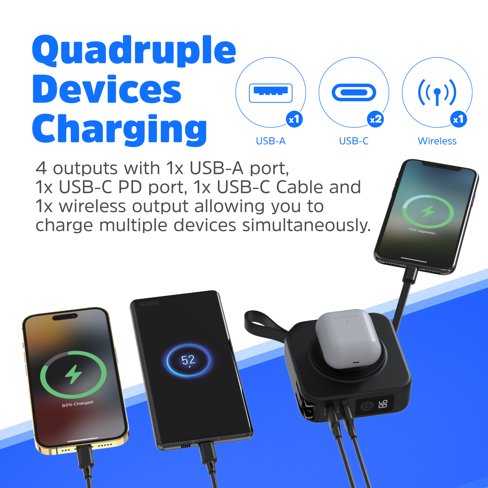 Sạc dự phòng Energizer 10,000mAh /3.7V Li-Polymer QM10001ACBK Sạc nhanh 20W, bảo hành 24 tháng 1 đổi 1 - Hàng chính hãng