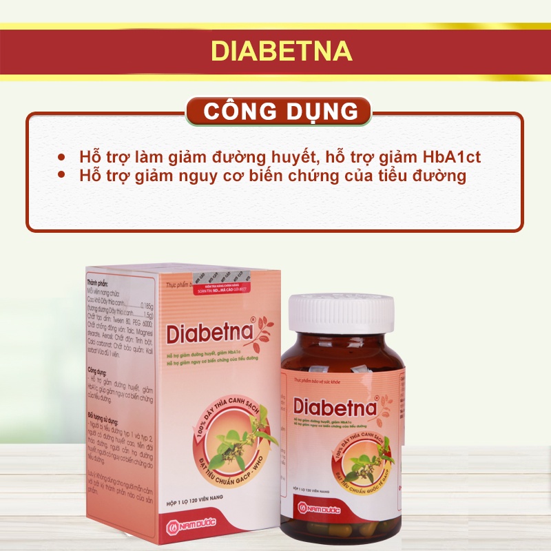 Viên uống dây thìa canh Diabetna, hỗ trợ làm giảm và ổn định đường huyết