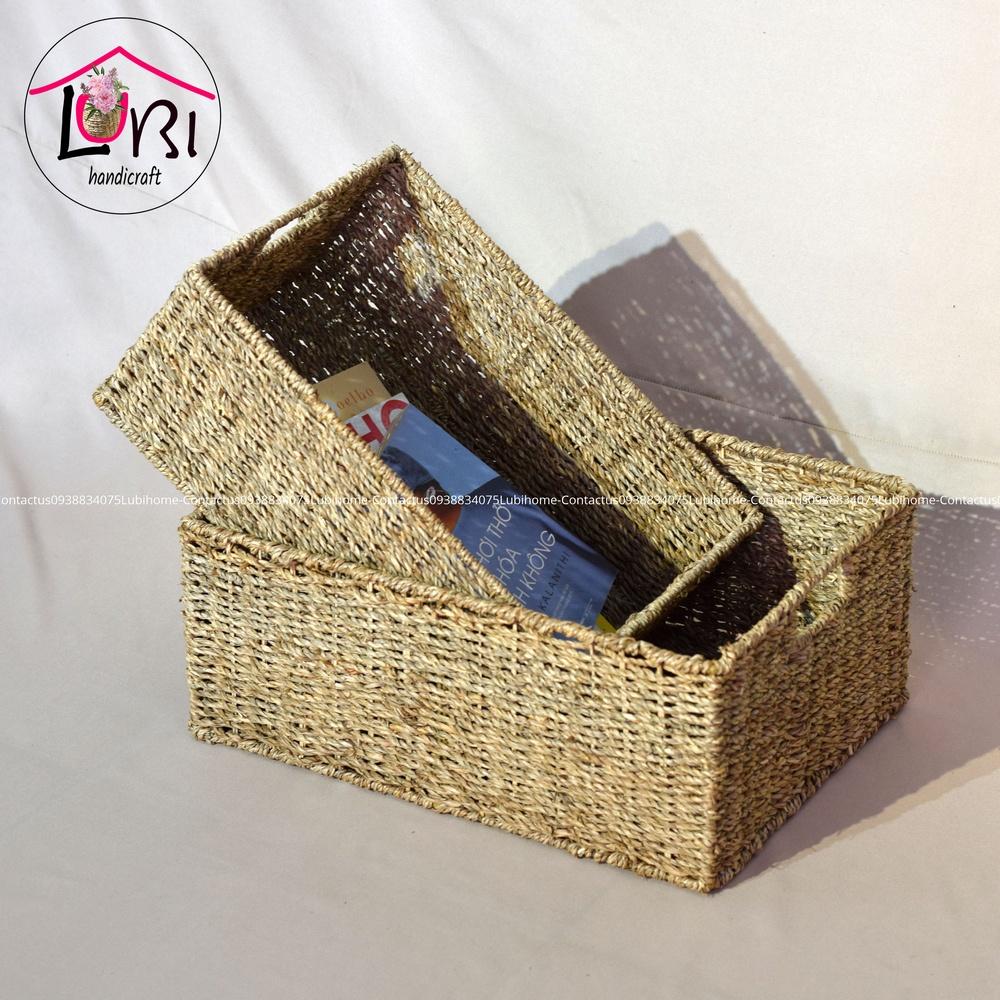 Lubihandicraft - Sọt cói đựng đồ hình chữ nhật - đơn giản, xinh xắn