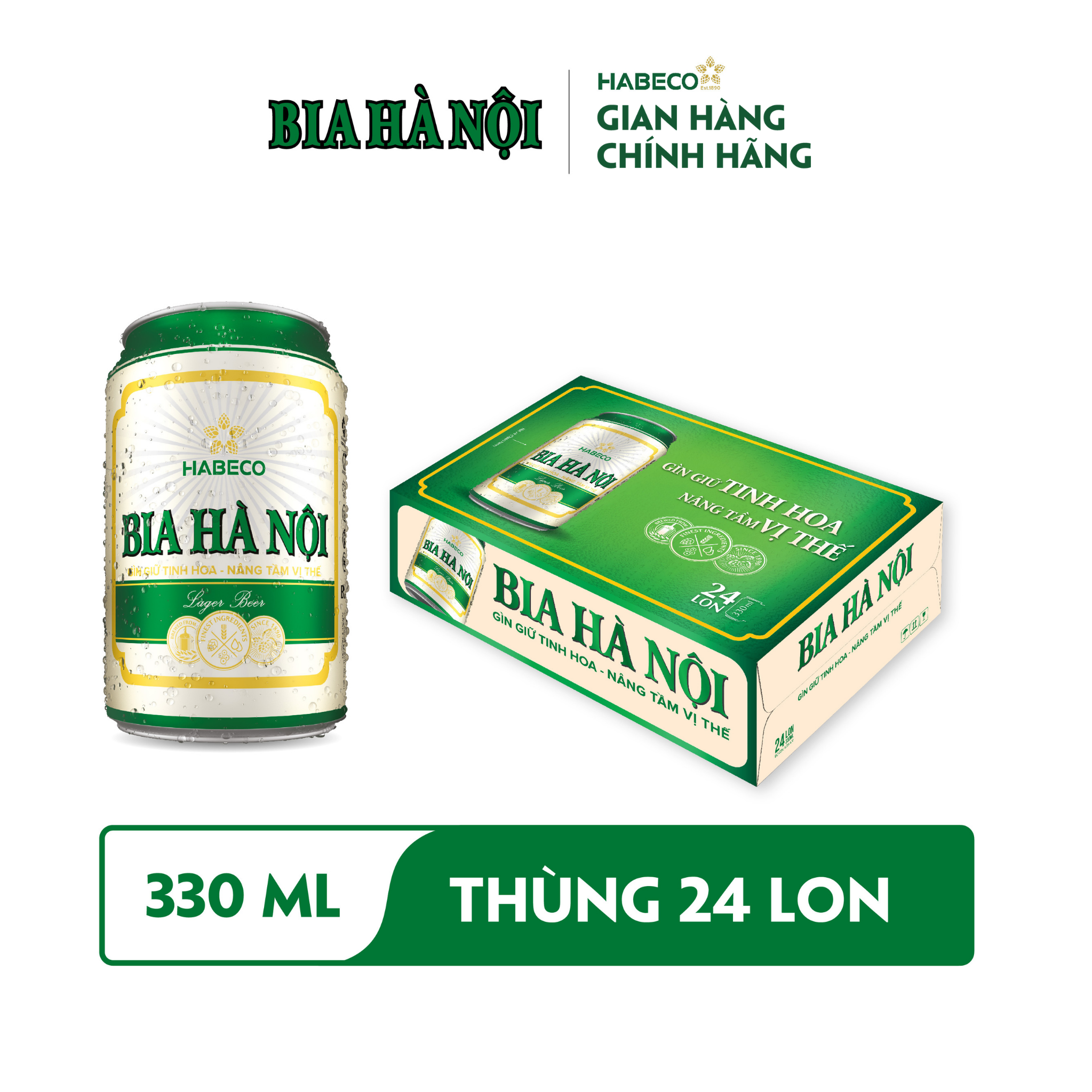 Bia Hà Nội Nhãn Xanh - Thùng 24 lon 330ml