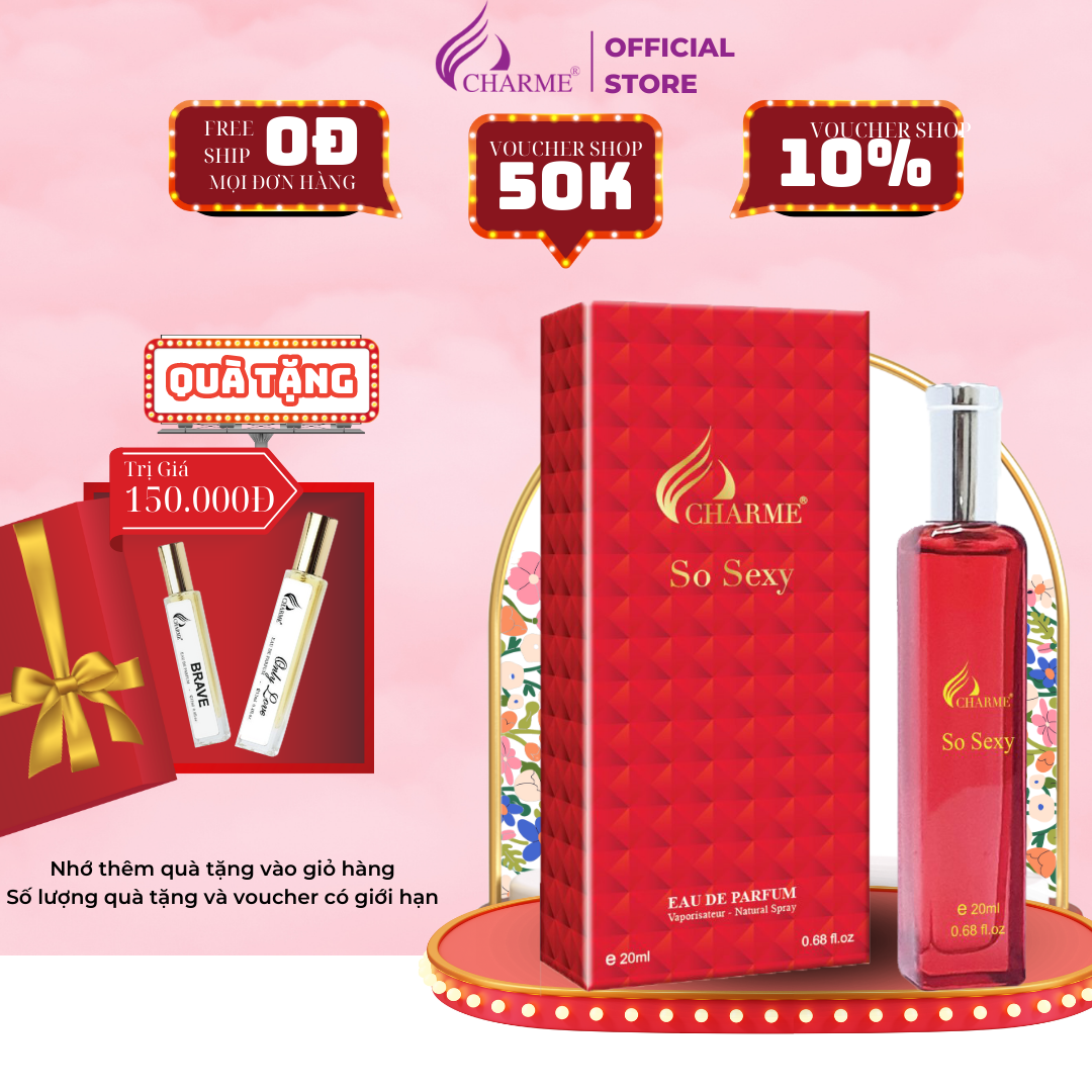 Nước hoa nữ thơm lâu, Charme So Sexy, mùi hương hoa hồng, tươi mát sảng khoái, lưu hương lâu, 20ml