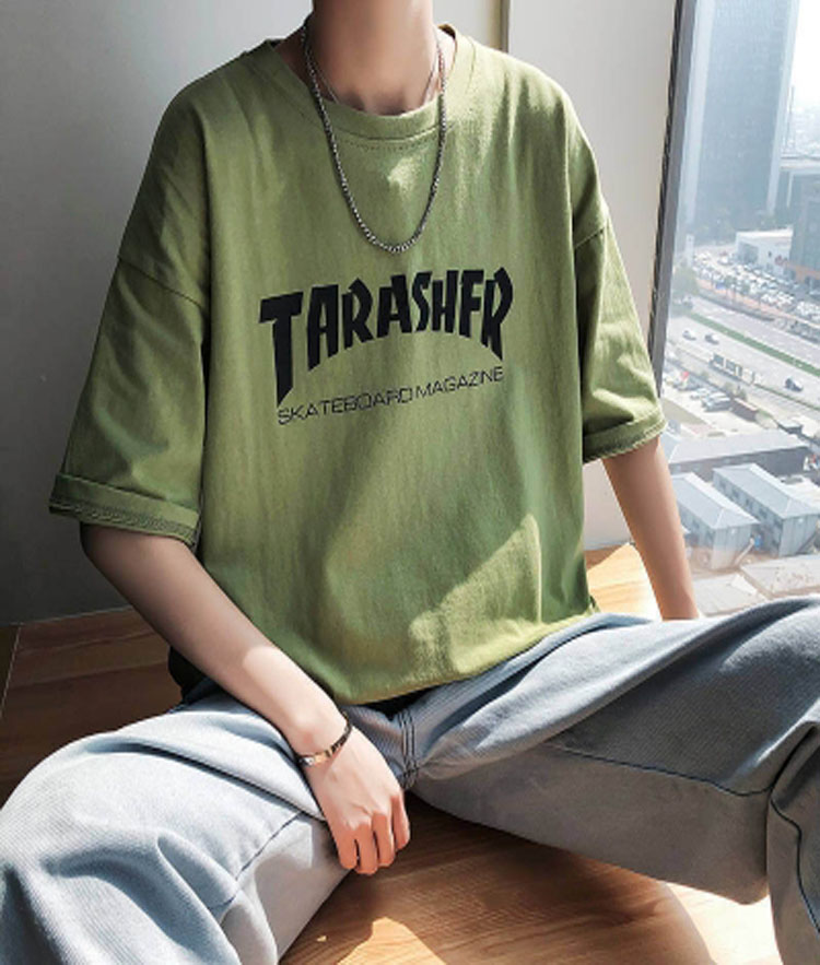 Áo T-shirt nam, tay lỡ, phong cách Hàn Quốc, kiểu dáng rộng rãi, cập nhật xu hướng TA166
