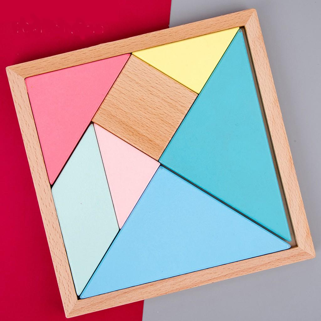 Bộ Xếp Hình Trí Uẩn TANGRAM Màu Hông Babo Đồ Chơi Thông Minh Bằng Gỗ Cho Bé