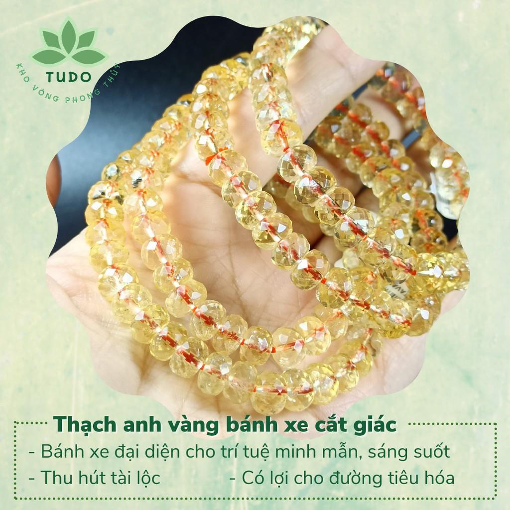 Vòng tay nữ thạch.anh.vàng bánh xe cắt giác size 7-11li cho mệnh Kim Thổ