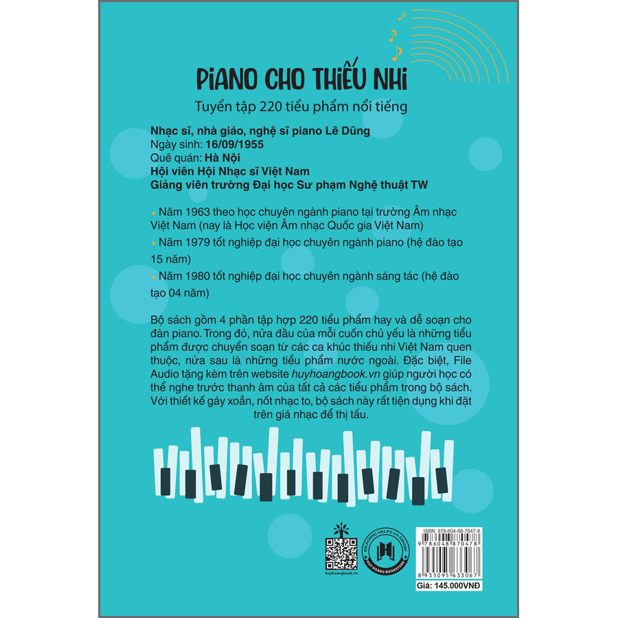 Piano cho thiếu nhi - Tuyển tập 220 tiểu phẩm nổi tiếng - File audio đàn mẫu tất cả các tiểu phẩm - Có thể luyện tập trên đàn organ - File audio tặng kèm trên website