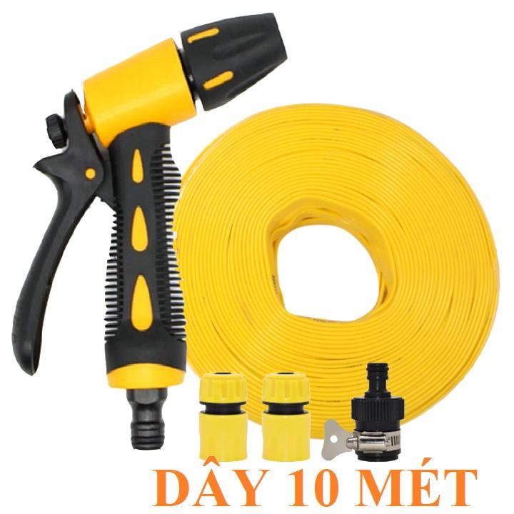 Bộ dây vòi xịt nước rửa xe, tưới cây . tăng áp 3 lần, loại 7m, 10m 206319 cút sập,nối đen+ tặng mở chai