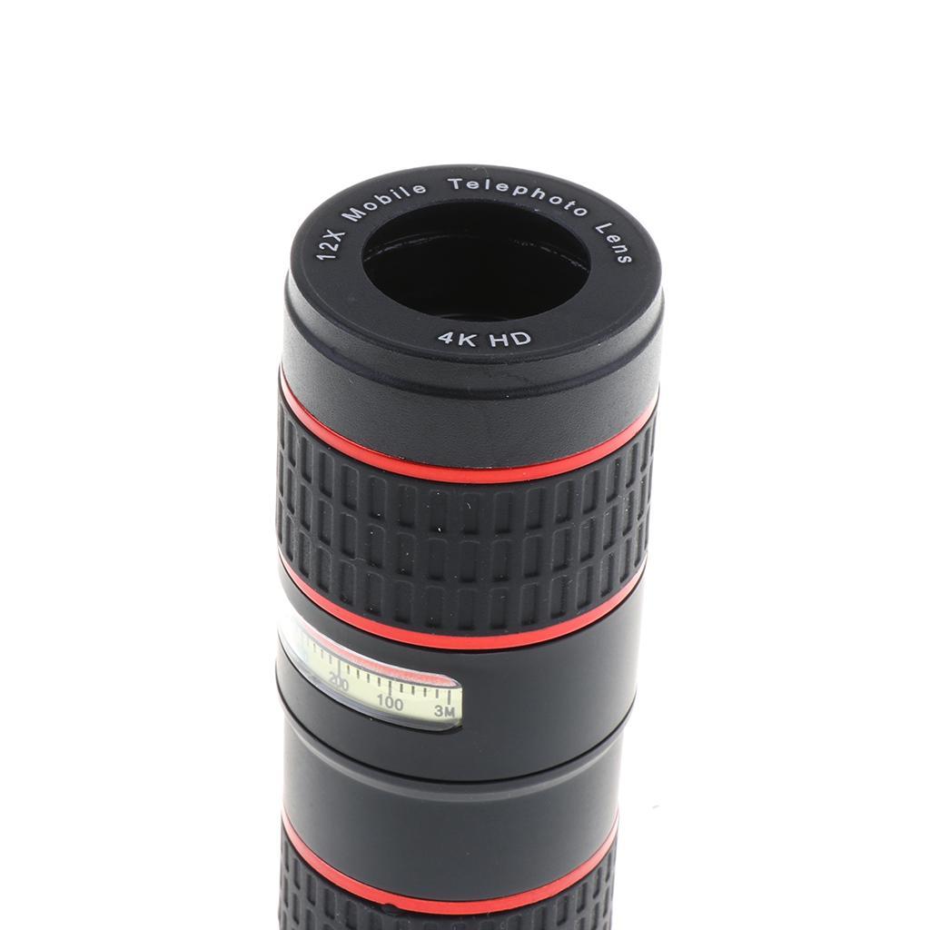 12X Phone Telescope 6 In 1 The Lens Suit Zoom Camera Lens Kit Black