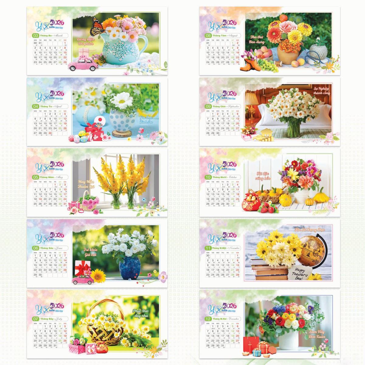 Lịch Để Bàn Chữ A - Ý Xuân - NST 78A
