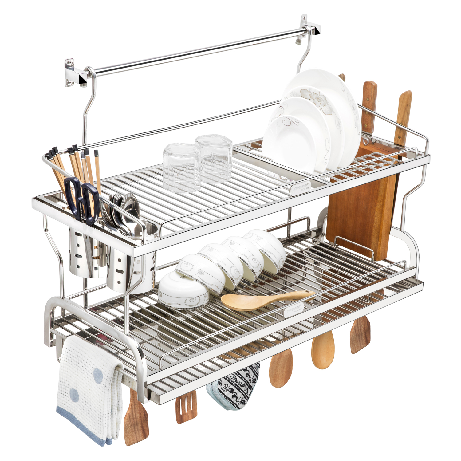 Kệ sóng chén treo inox 304 TOVASHU UTC2 - có khay inox 304 TOVASHU nhiều kích thước