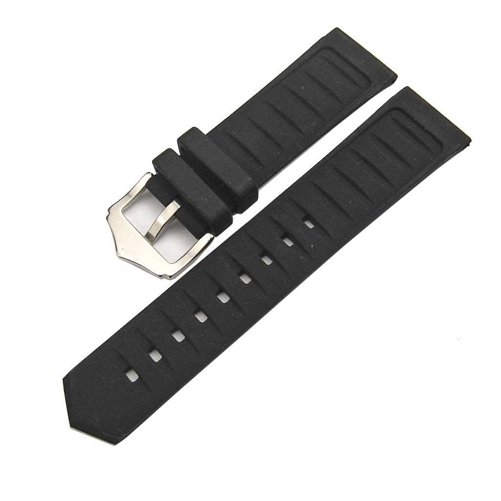 Silicone Rubber Watch Bands Waterproof Strap with Spring Bar Black 16mm