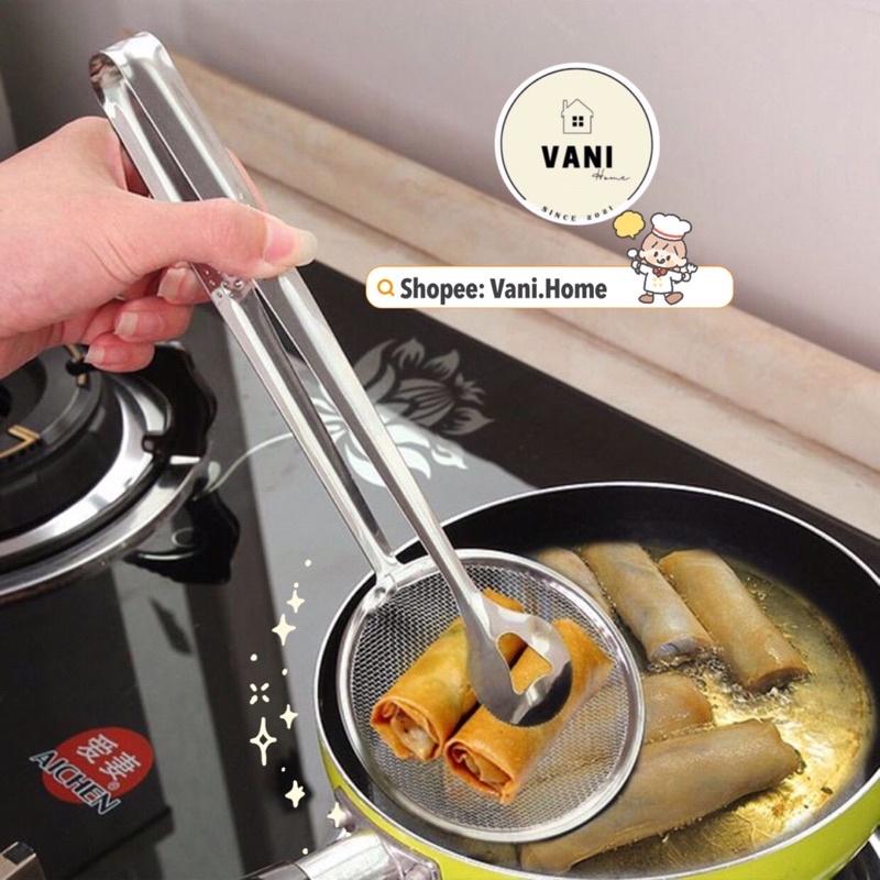 Kẹp lưới gắp thực phẩm chiên rán để ráo dầu, vớt cặn dầu bằng thép không gỉ - Kẹp gắp đồ chiên đa năng có lưới lọc dầu