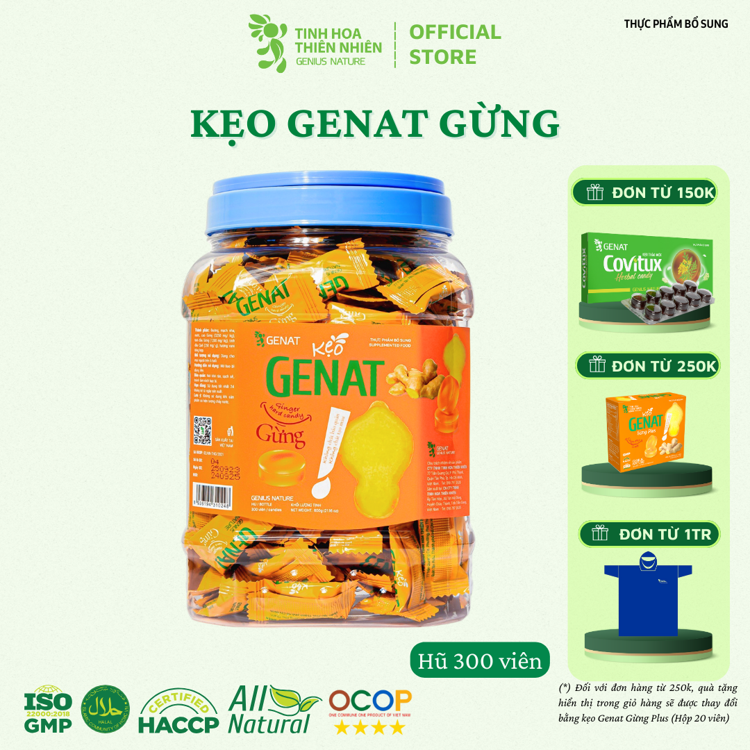 Kẹo Gừng Genat Hủ 300 Viên - Giao 2H Hcm