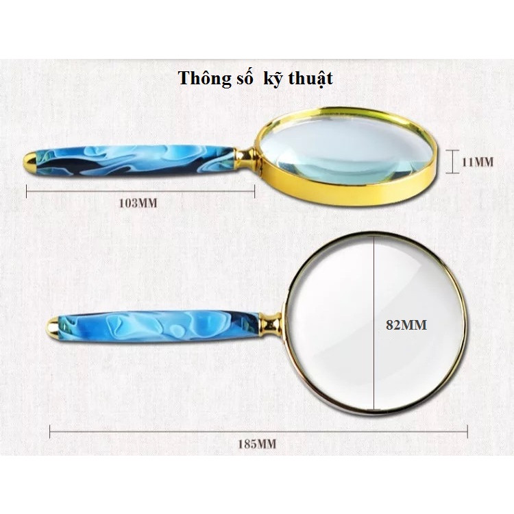 Kính lúp đọc sách phóng đại 6X-82MM tay cầm đá mã não sang trọng cao câp -giao màu ngẫu nhiên