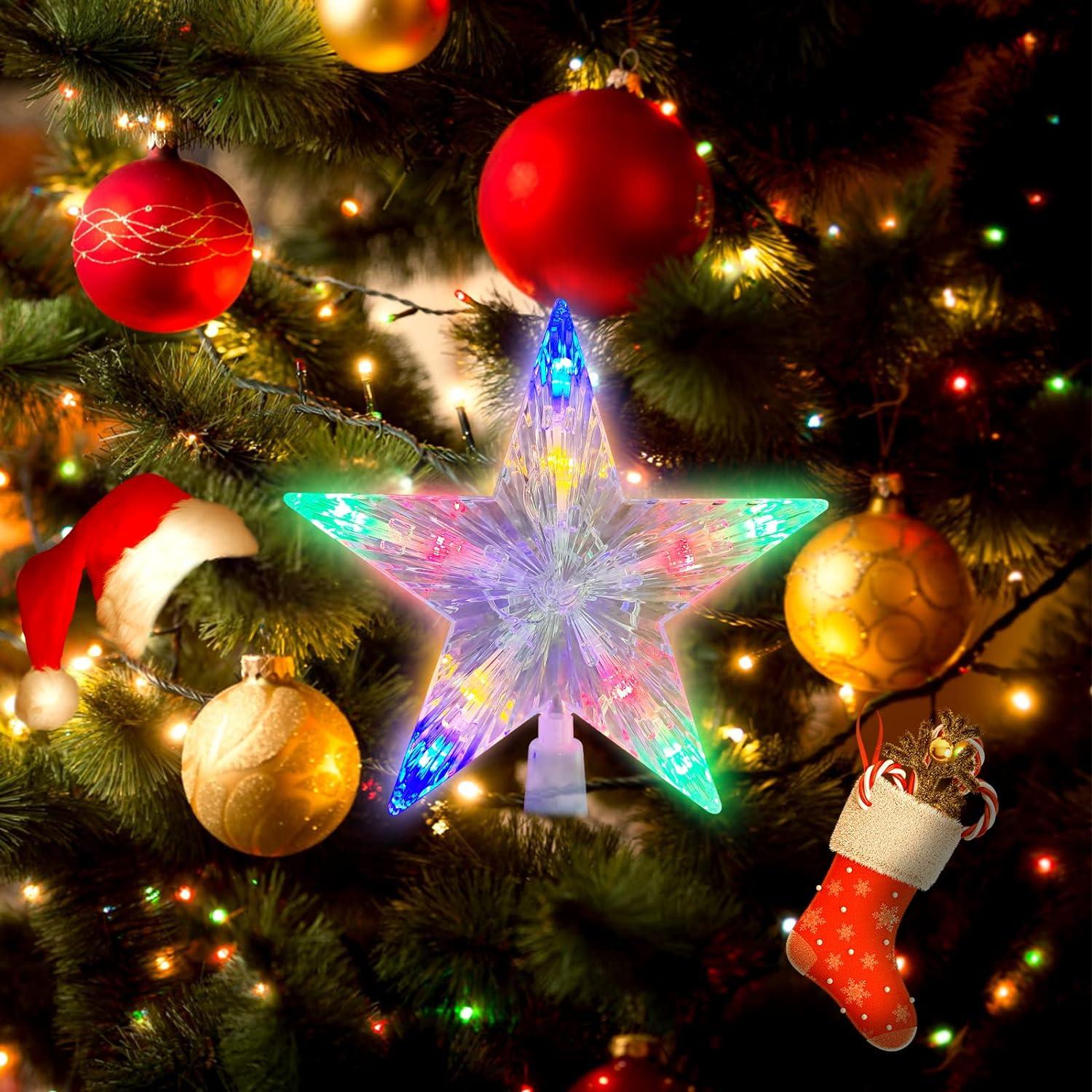 Ngôi sao cây thông Noel, Topper cây thông Noel, Thắp sáng Ngôi sao cây thông Noel, Ngôi sao cây thông Noel, Topper cây thông Noel, dùng để trang trí cây thông Noel