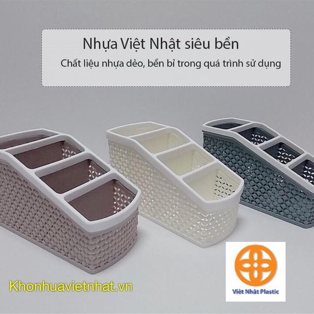 Khay nhựa tiện ích 4 ngăn Việt Nhật (5696), khay 4 ngăn để bàn đựng bút, đồ dùng đa năng hàng Cao Cấp Bền Đẹp