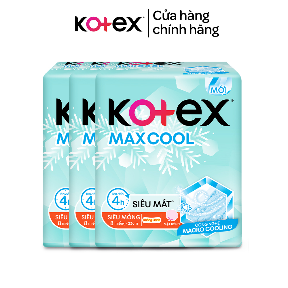 Combo 3 Băng vệ sinh Max Cool siêu mỏng cánh/ không cánh (8 miếng