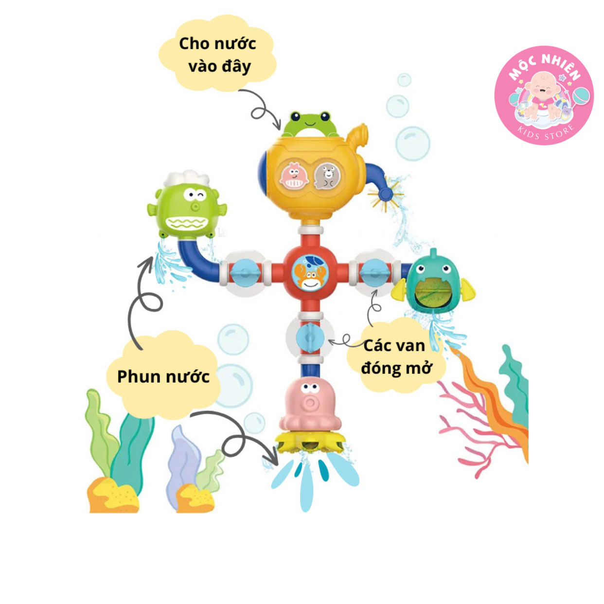 Đồ Chơi Sơ Sinh - Đồ chơi Nhà Tắm HUANGER Water Toys HE8070 - Robot Động Vật Biển Phun Nước Cho Bé Từ 18 Tháng Tuổi