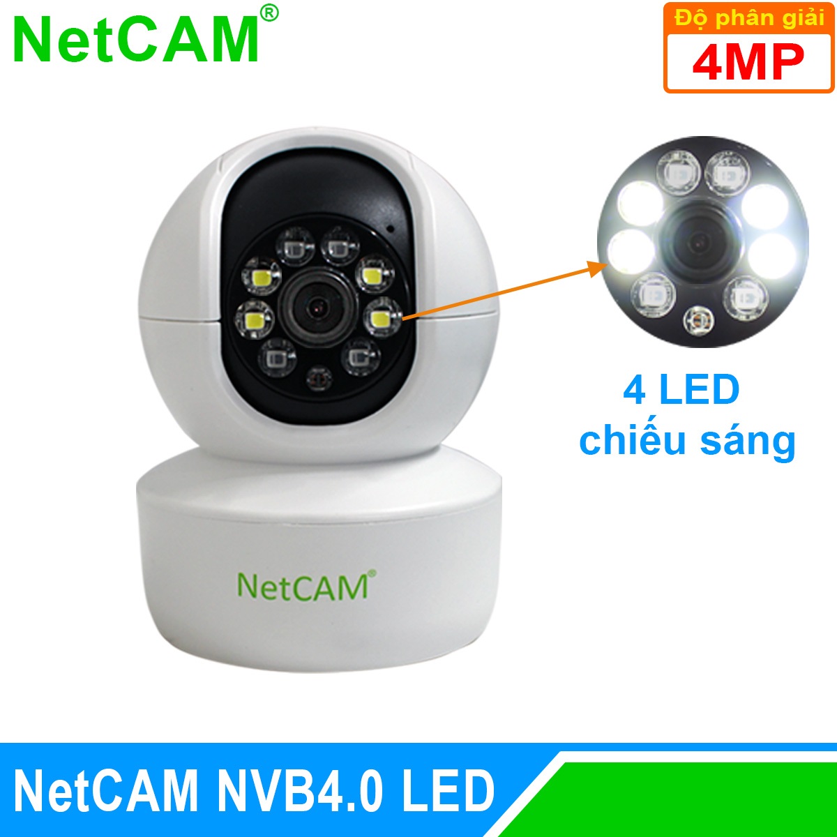 Camera IP wifi giám sát an ninh NetCAM NVB4.0, Độ phân giải 4.0MP, 4 đèn LED chiếu sáng - Hàng Chính Hãng