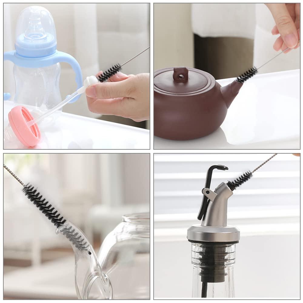 Bàn chải làm sạch, 10 miếng Bàn chải làm sạch chai Bàn chải Nylon Vòi Nylon Bộ bàn chải cho ống nghiệm sạch trà hình nón