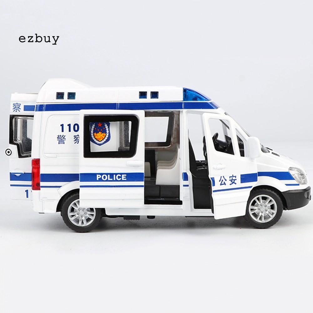 【EY】Mini Simulated Pull Back Metal Sound Light Ambulance Police Car Kids Toy Gift