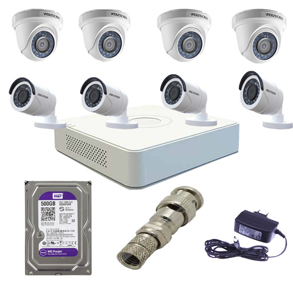 Trọn bộ 8 camera Hikvision và đầu ghi chính hãng