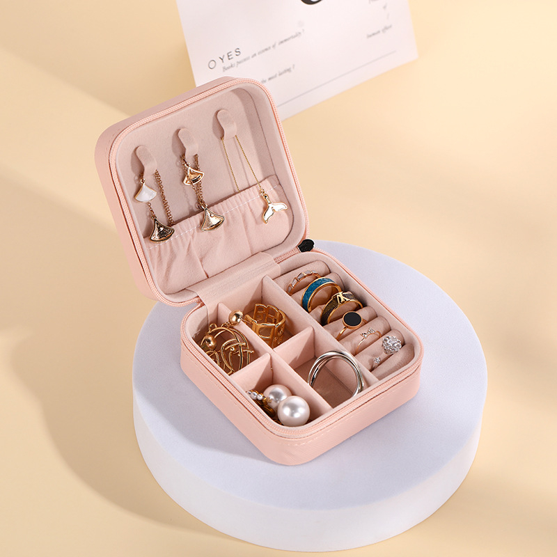 Hộp đựng trang sức mini bỏ túi, hộp bảo quản đồ phụ kiện 5 ngăn tiện lợi, cốp đựng nhẫn, dây truyền