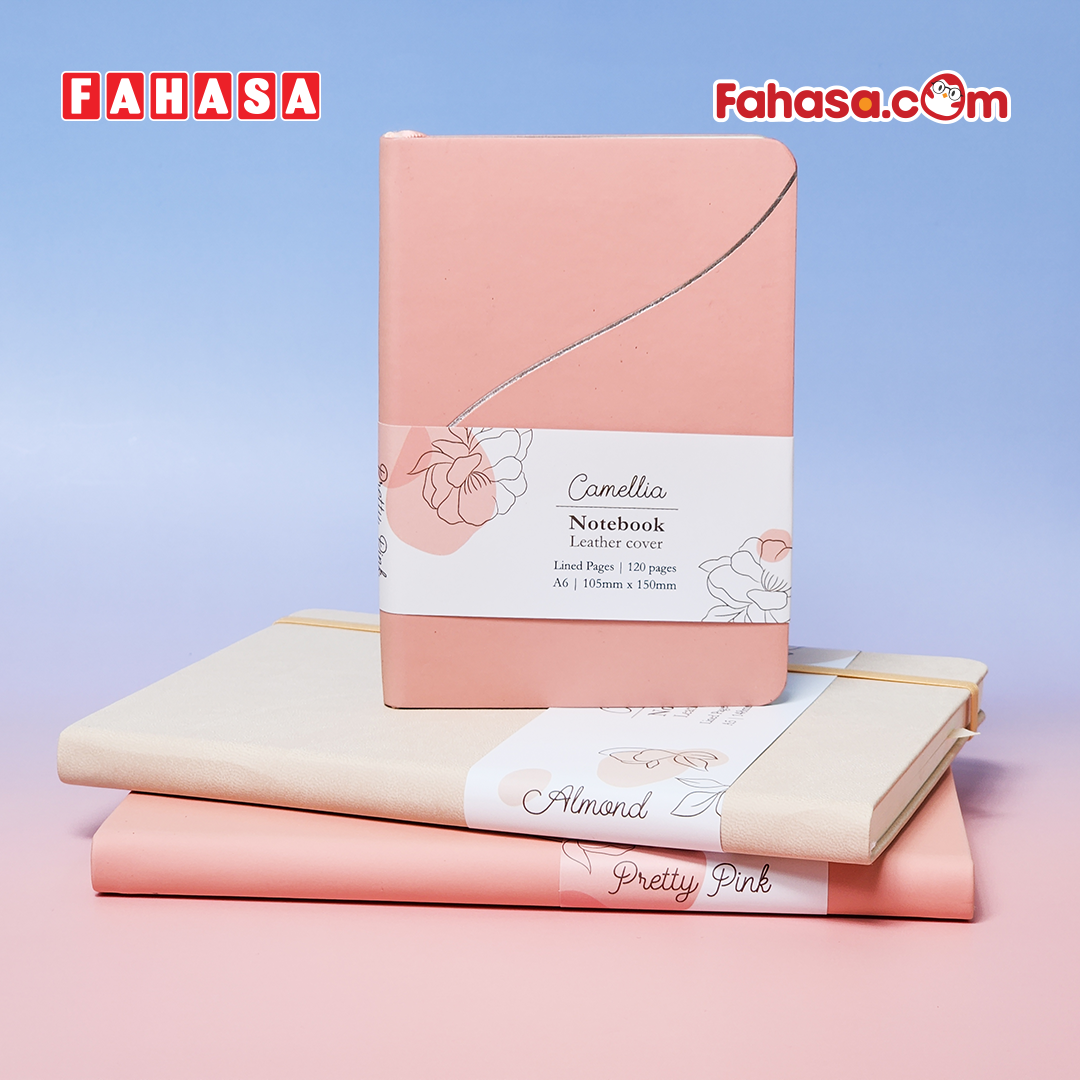 Sổ Da Bìa Cứng Camellia A6 - Kẻ Ngang - 120 Trang 100gsm - The Sun - Pretty Pink