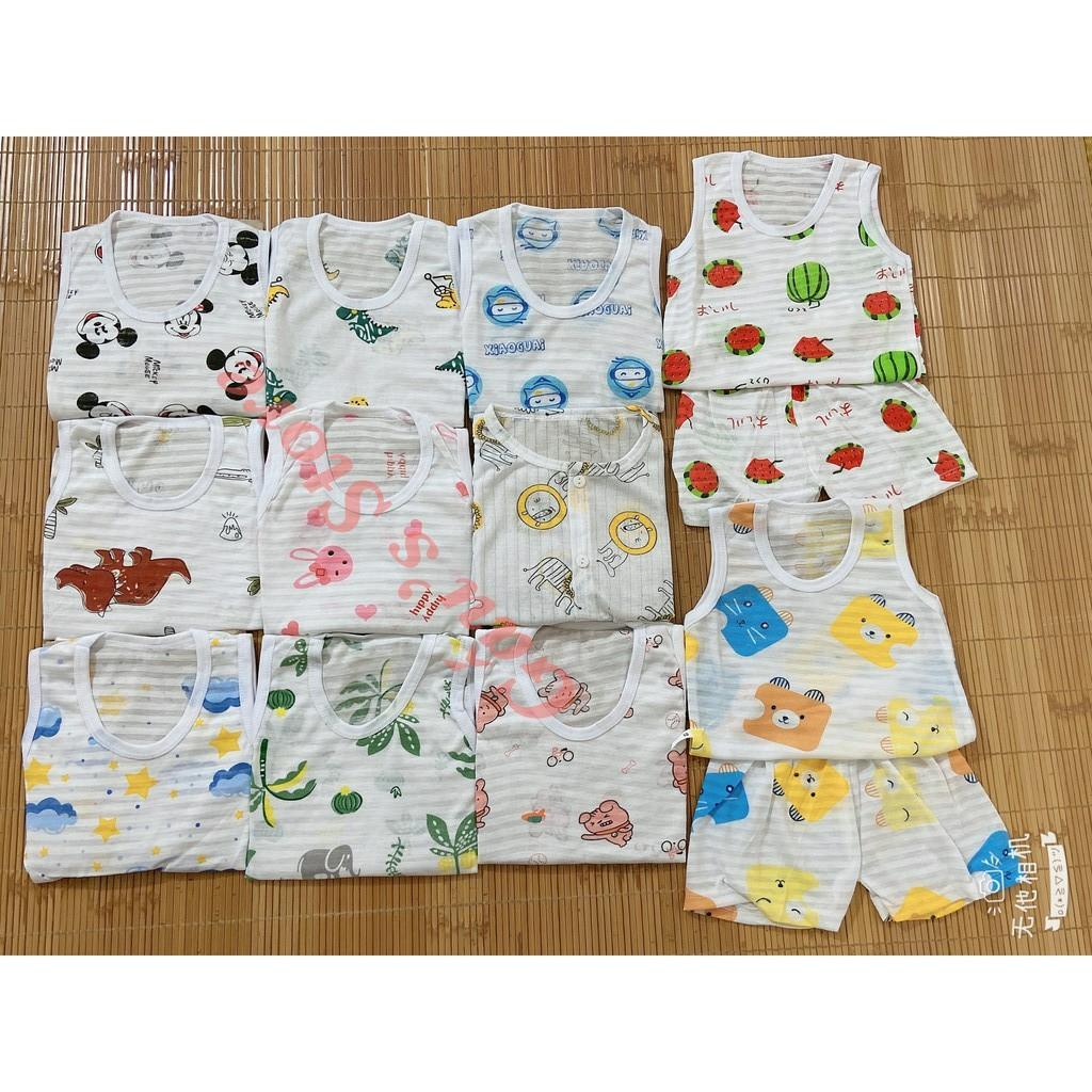 Bộ cotton giấy in họa tiết ngộ nghĩnh cho bé