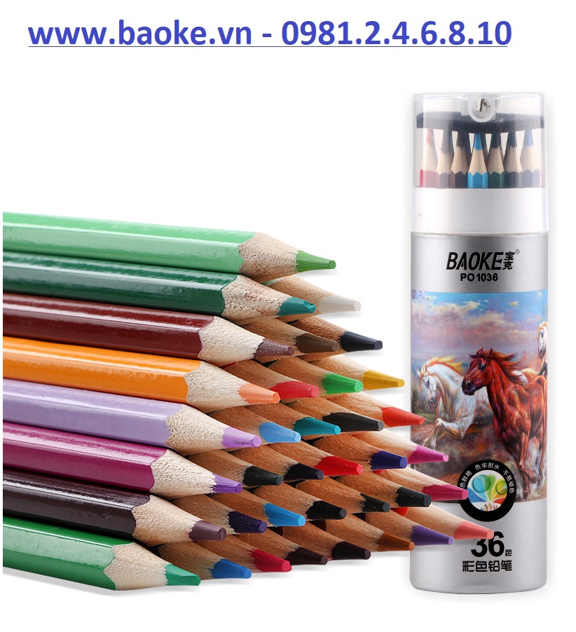 Bút chì 36 màu kèm gọt chì Baoke - PO1036