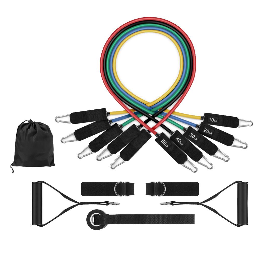11 Pieces Resistance Bands Set with Foam Handles Workout Bands Gym Yoga Kit