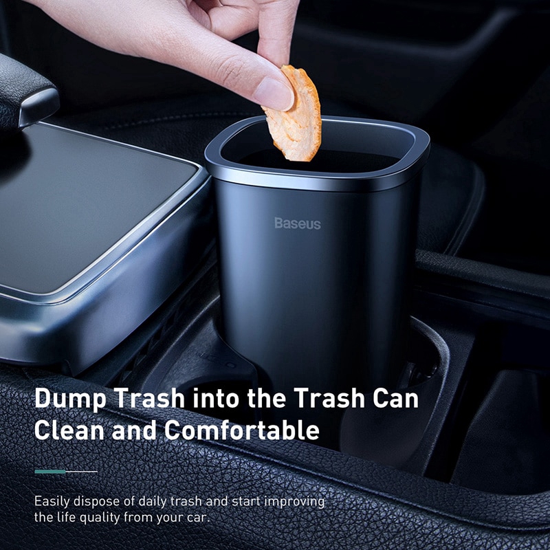 Bình đựng rác mini Baseus Dust-free Vehicle Mounted Trash Can đùng trên ô tô hoặc bàn làm việc - Hàng chính hãng - Đen