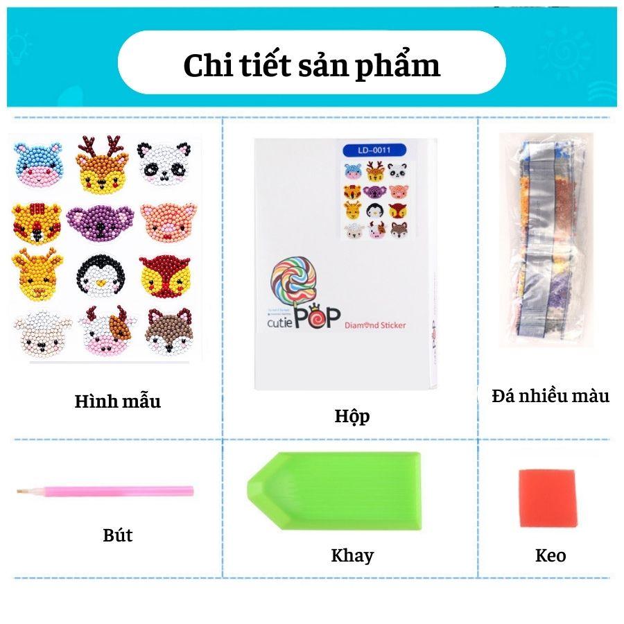 20 Tranh Đính Đá Cho Bé Tạo Sticker Đính Đá Mini Nhiều Chủ Đề