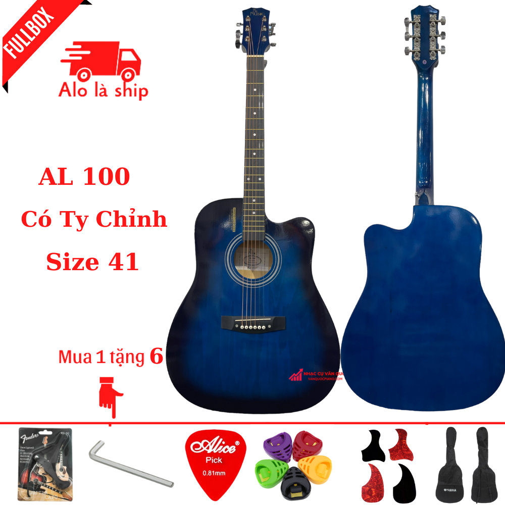 Đàn Guitar Acoustic AL 100 + Tặng kèm Bộ Phụ Kiện 6 Món