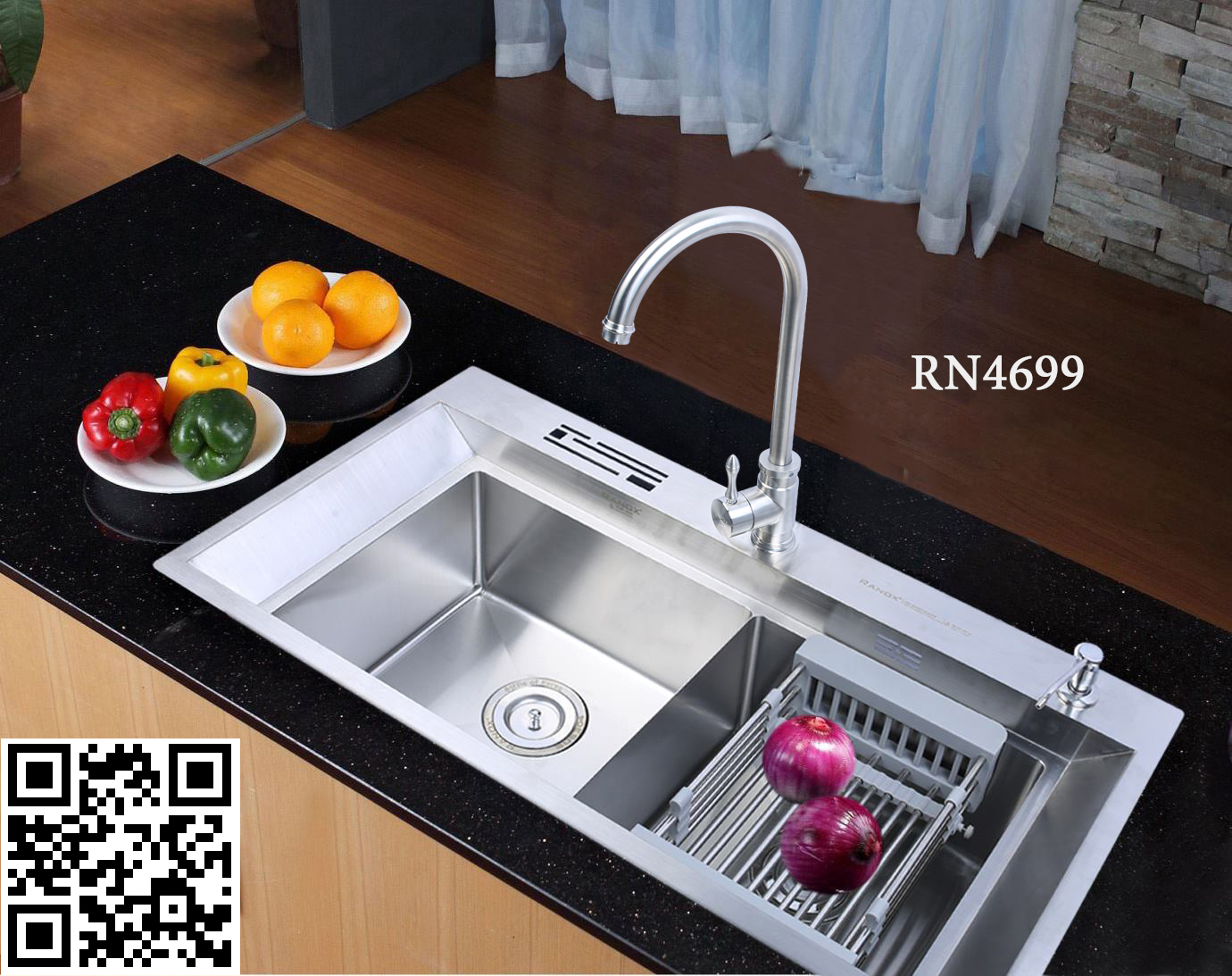 Combo chậu rửa bát vòi rửa bát nóng lạnh RANOX RN4699