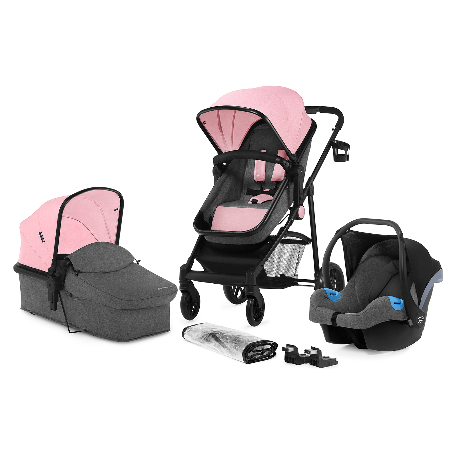 Bộ xe đẩy Kinderkraft Juli 3in1 cho bé từ 0 tháng tuổi - Gồm xe đẩy, xe nôi và ghế ngồi ô tô - Chính hãng