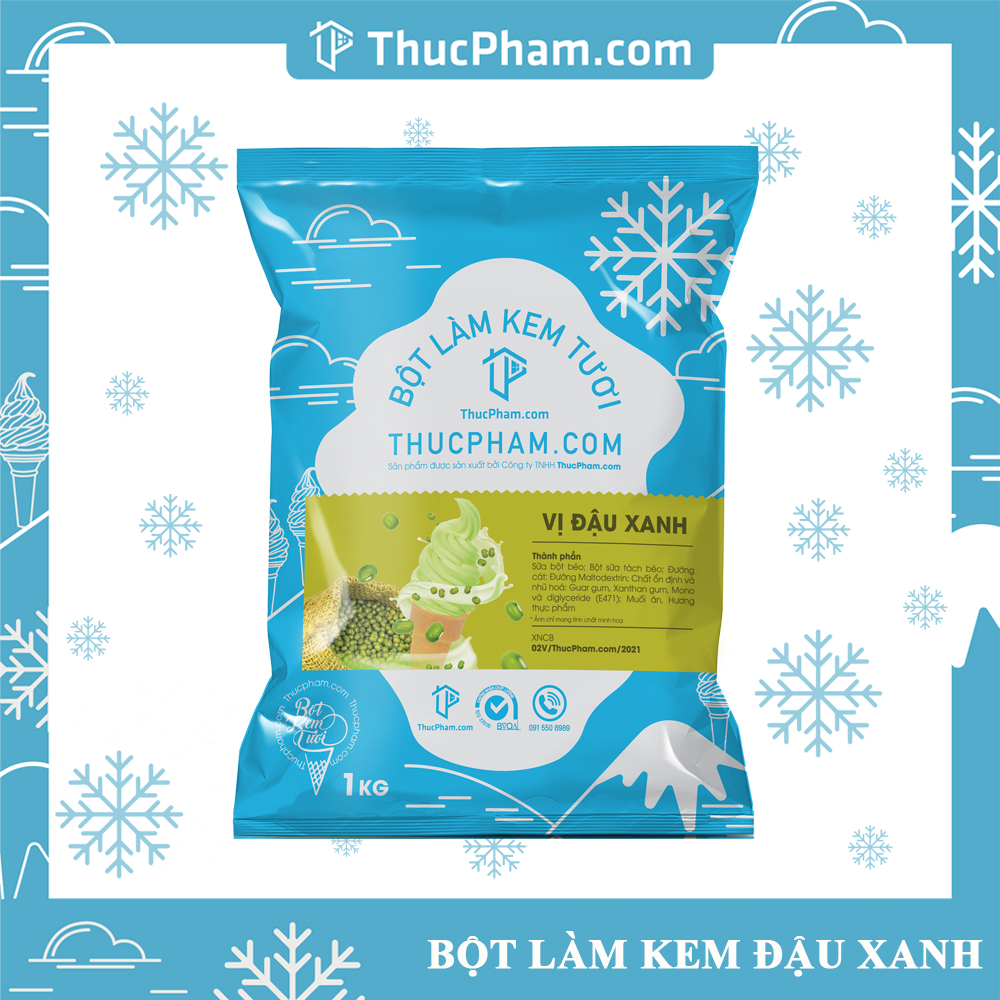 [ĂN BAO GHIỀN❤️] Bột Làm Kem Tươi THUCPHAM.COM Vị Đậu Xanh 1kg - Công Thức Độc Quyền Hương Vị Mới, Không Gắt, Không Hắc