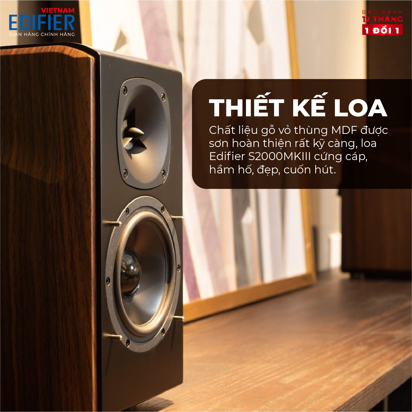 Bộ loa bluetooth Bookshelf Hifi cao cấp EDIFIER S2000MKII - Công nghệ aptX - Kèm dây Monster Cable 2RCA ra 4RCA 2M - Hàng chính hãng