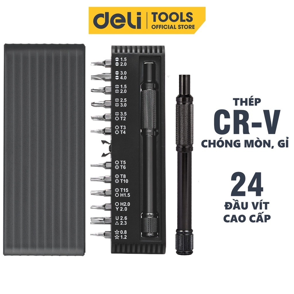 Bộ Tua Vít Đa Năng Từ Tính Deli Nhiều Chi Tiết Cao Cấp Chính Hãng - Thiết Kế Hiện Đại, Đầu Vít Nam Châm Dễ Dàng Sử Dụng - DL240025B