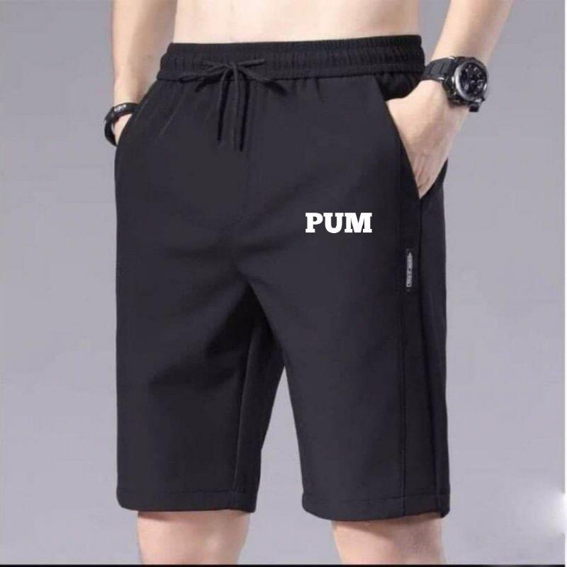 Quần short nam thể thao tập gym màu đen có bigsize vải thun poly dày mịn