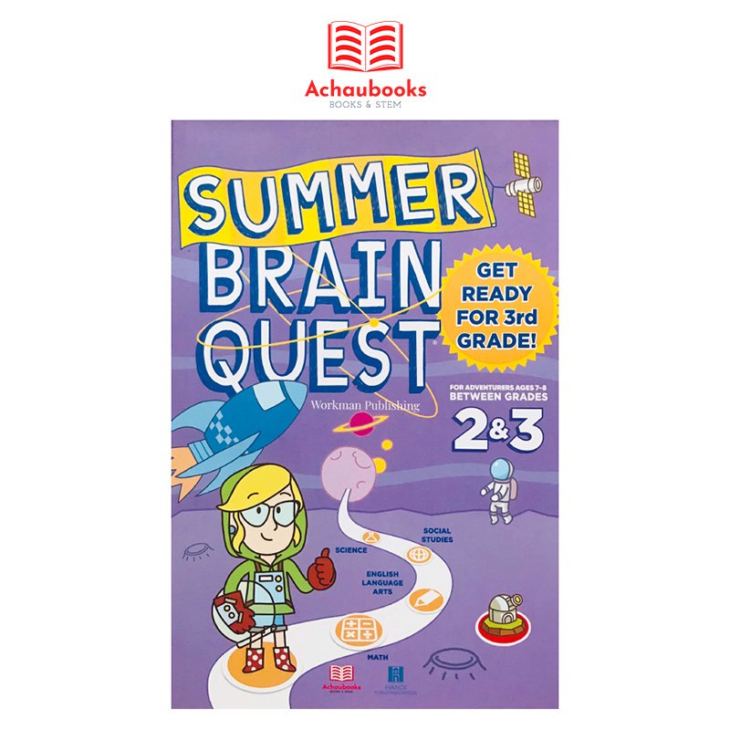 Sách Summer Brain Quest grade 2&3 - Á Châu Books, bìa mềm in màu