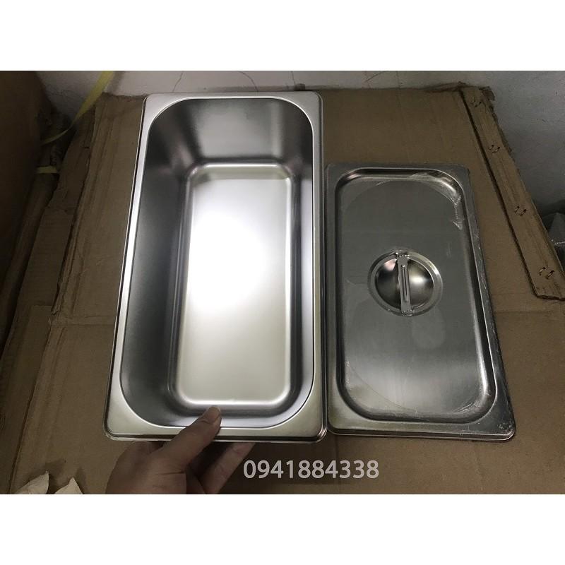 Khay Inox Đựng Topping 1/3, Khay Đựng Thạch(Có Nắp)